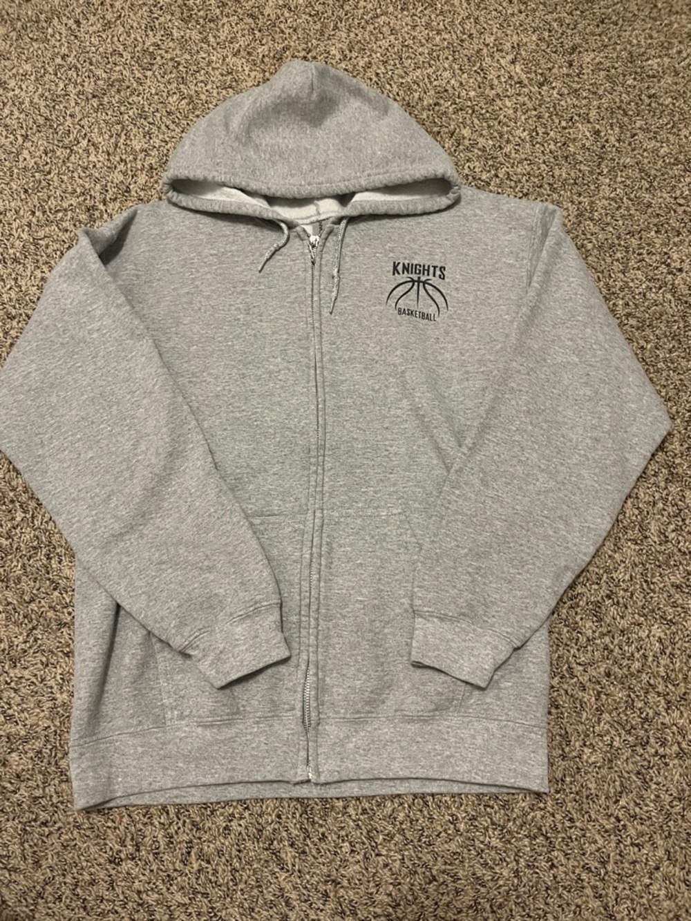 Gildan Gray Full-Zip Hoodie with Knights Basketball Logo